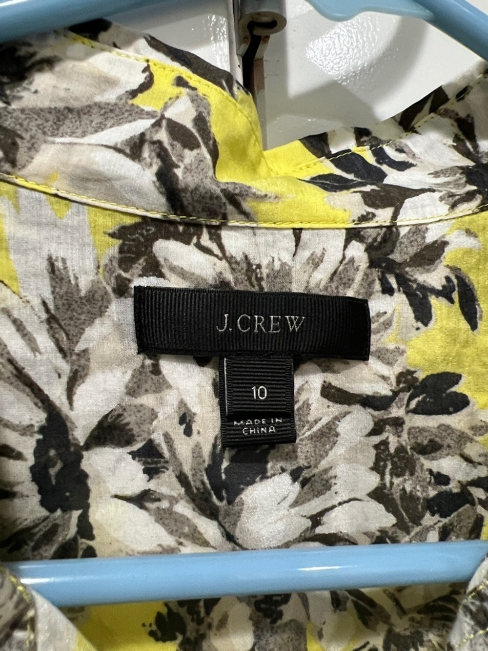 J. Crew Yellow Floral Button-Down Shirt silk and cotton blend - Picture 3 of 6